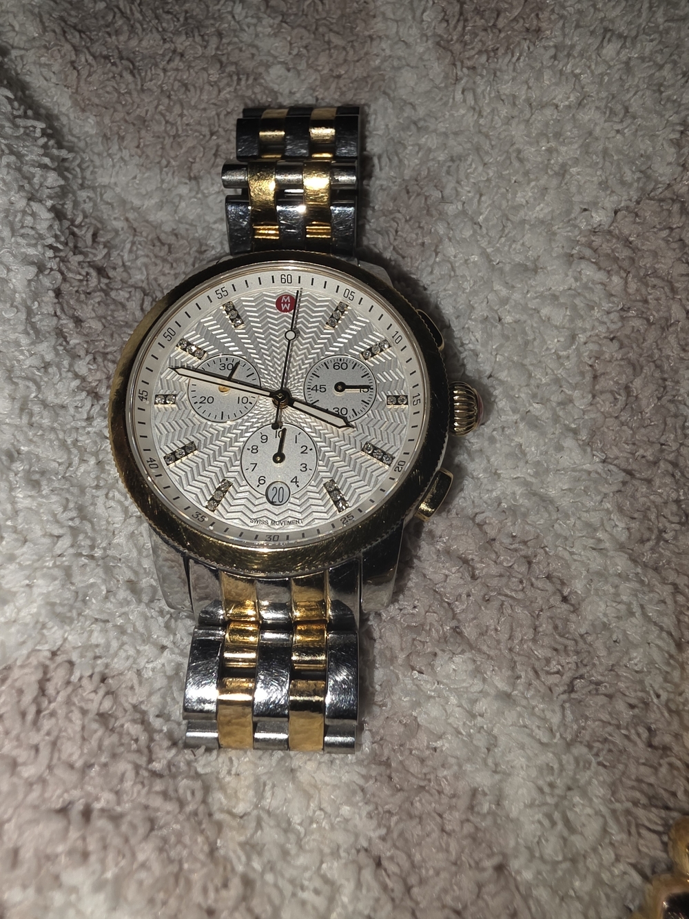 💥MICHELE💥 Women's Two-Tone Gold & Silver Chronograph Watch